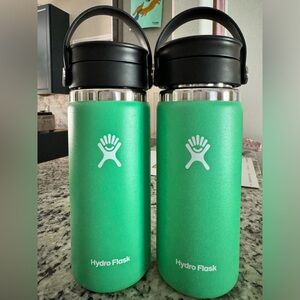 Quantity of 2 Hydro Flask 16 ounce coffee or water bottle.